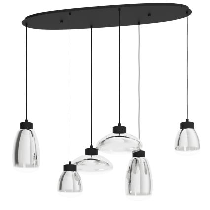 Eglo - LED ljusreglerad ljuskrona på textilsladd 6xLED/5,4W/230V 2700K rökig