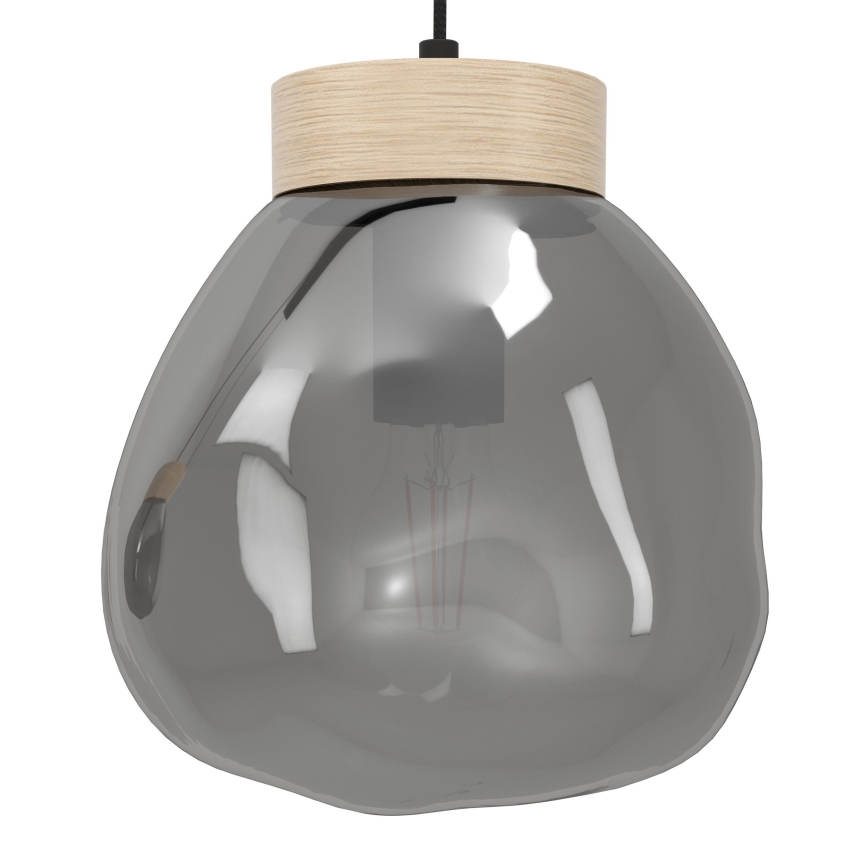 Eglo - Ljuskrona med textilsladd 3xE27/40W/230V rökig