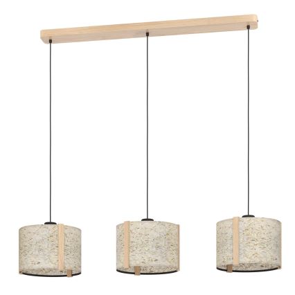 Eglo - Ljuskrona med textilsladd 3xE27/25W/230V beige
