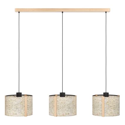 Eglo - Ljuskrona med textilsladd 3xE27/25W/230V beige
