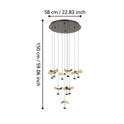 Eglo - LED ljusreglerad ljuskrona på textilsladd 10xLED/2,3W/230V 3000K diameter 58 cm