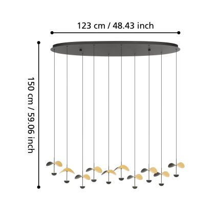 Eglo - LED ljusreglerad ljuskrona på textilsladd 10xLED/2,3W/230V 3000K
