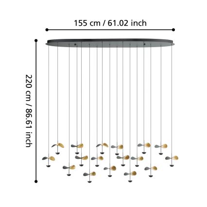 Eglo - LED ljusreglerad ljuskrona på textilsladd 17xLED/2,3W/230V 3000K