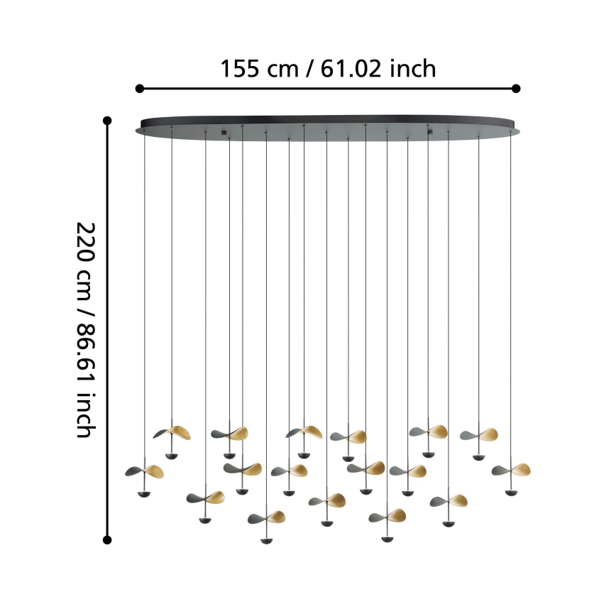 Eglo - LED ljusreglerad ljuskrona på textilsladd 17xLED/2,3W/230V 3000K
