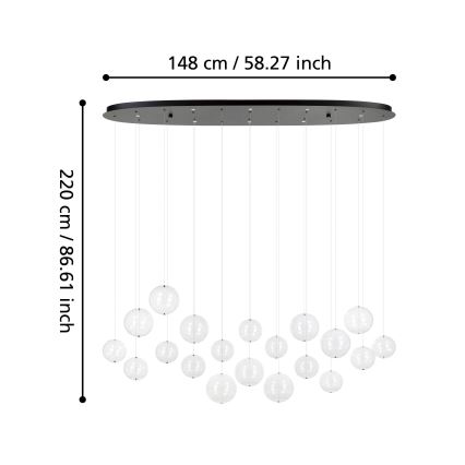 Eglo - LED ljusreglerad ljuskrona på textilsladd 8xLED/4,2W/230V 3000K genomskinlig