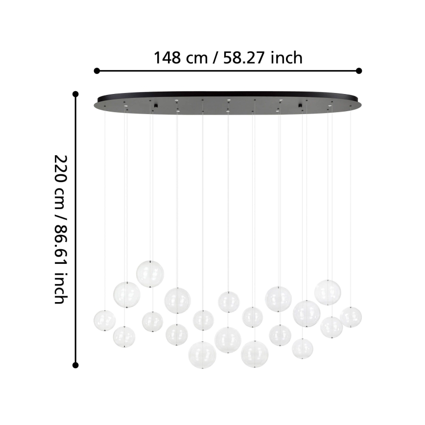 Eglo - LED ljusreglerad ljuskrona på textilsladd 8xLED/4,2W/230V 3000K genomskinlig