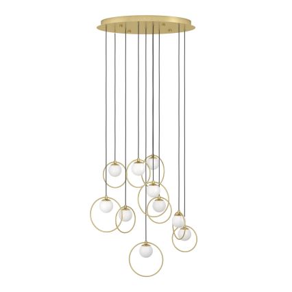 Eglo - LED ljusreglerad ljuskrona på textilsladd 10xLED/3W/230V 3000K diameter 58 cm guld