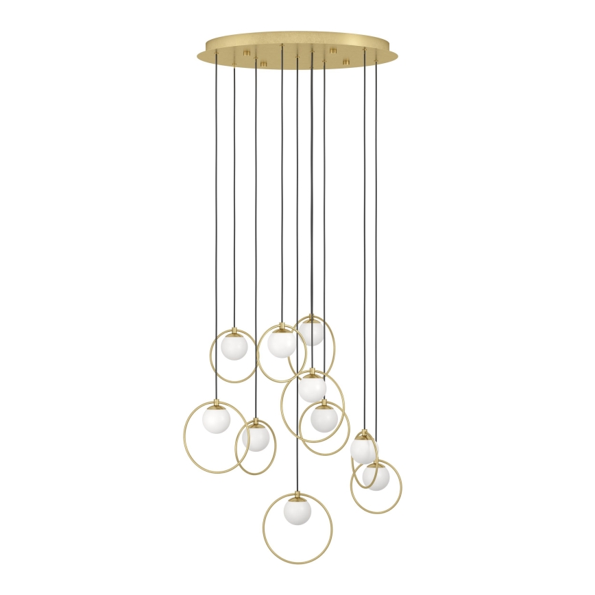 Eglo - LED ljusreglerad ljuskrona på textilsladd 10xLED/3W/230V 3000K diameter 58 cm guld