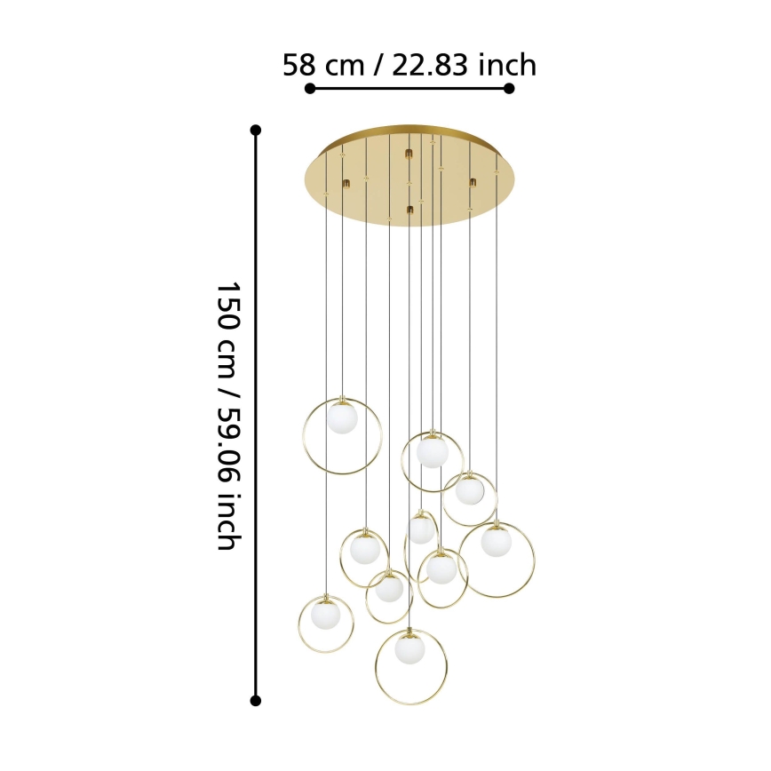 Eglo - LED ljusreglerad ljuskrona på textilsladd 10xLED/3W/230V 3000K diameter 58 cm guld