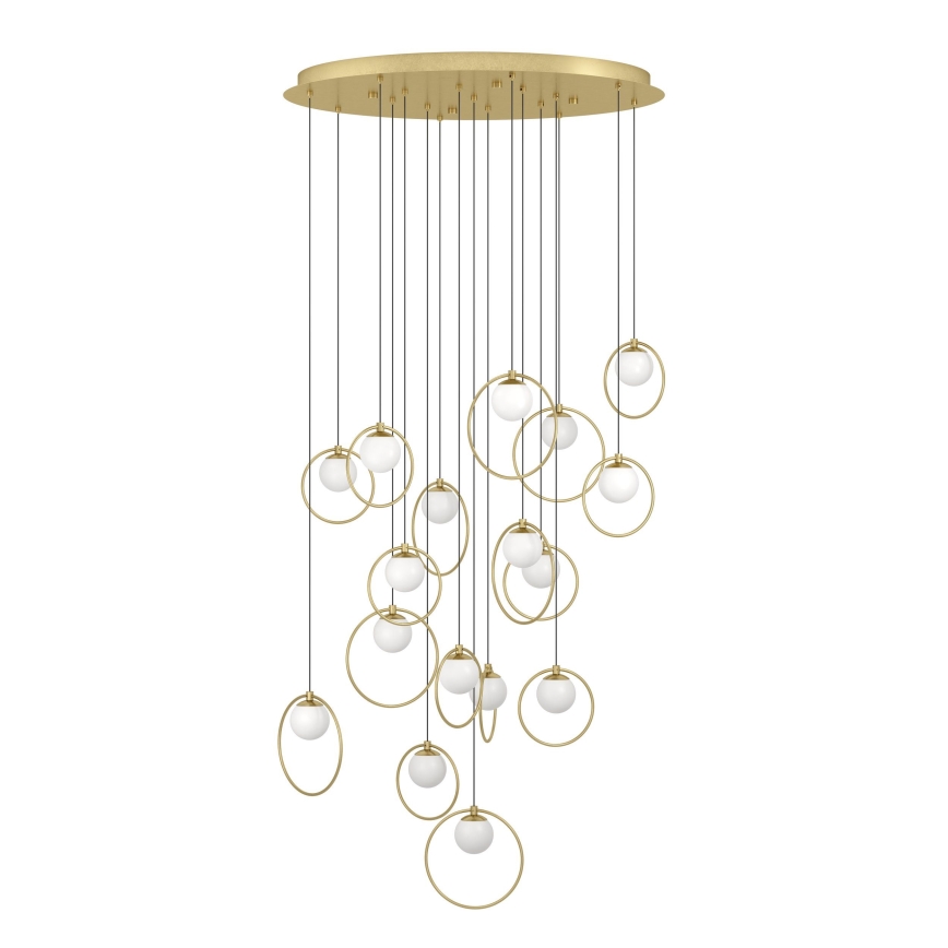 Eglo - LED ljusreglerad ljuskrona på textilsladd 17xLED/3W/230V 3000K diameter 78 cm guld