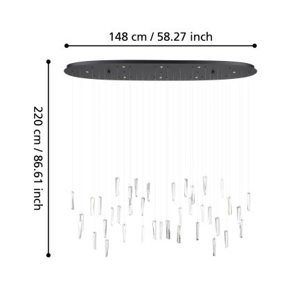 Eglo - LED ljusreglerad ljuskrona på textilsladd 8xLED/4,2W/230V 3000K genomskinlig