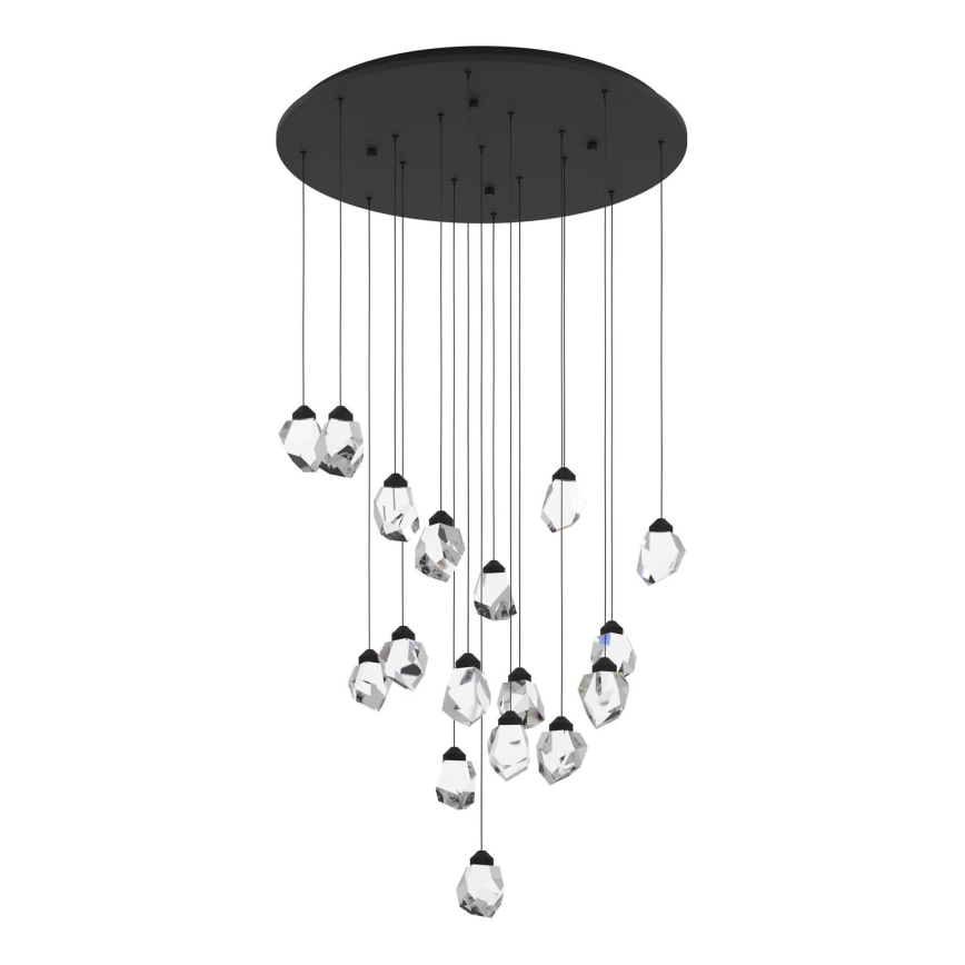 Eglo 390357 - LED ljusreglerad ljuskrona på textilsladd SINDICAT 17xLED/3W/230V svart/genomskinlig