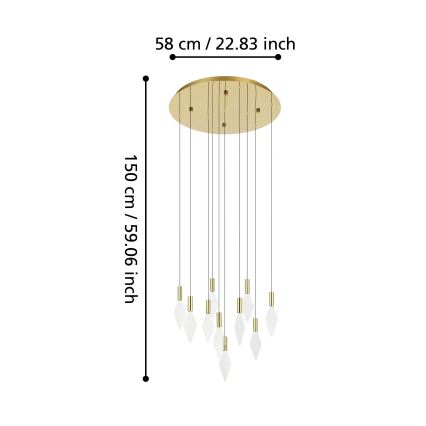 Eglo - LED ljusreglerad ljuskrona på textilsladd 10xLED/3W/230V 3000K diameter 58 cm guld