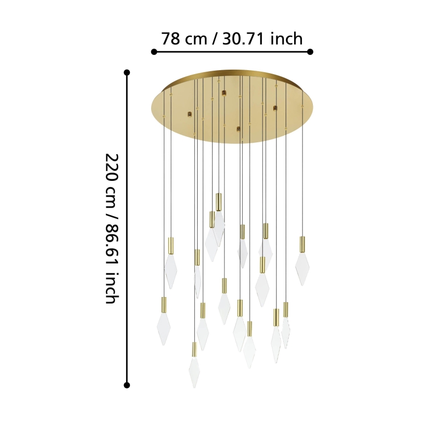 Eglo - LED ljusreglerad ljuskrona på textilsladd 16xLED/3,3W/230V 3000K diameter 78 cm guld