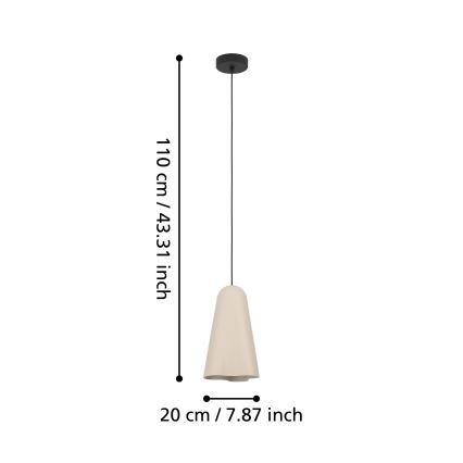 Eglo - Ljuskrona med textilsladd 1xE27/40W/230V beige