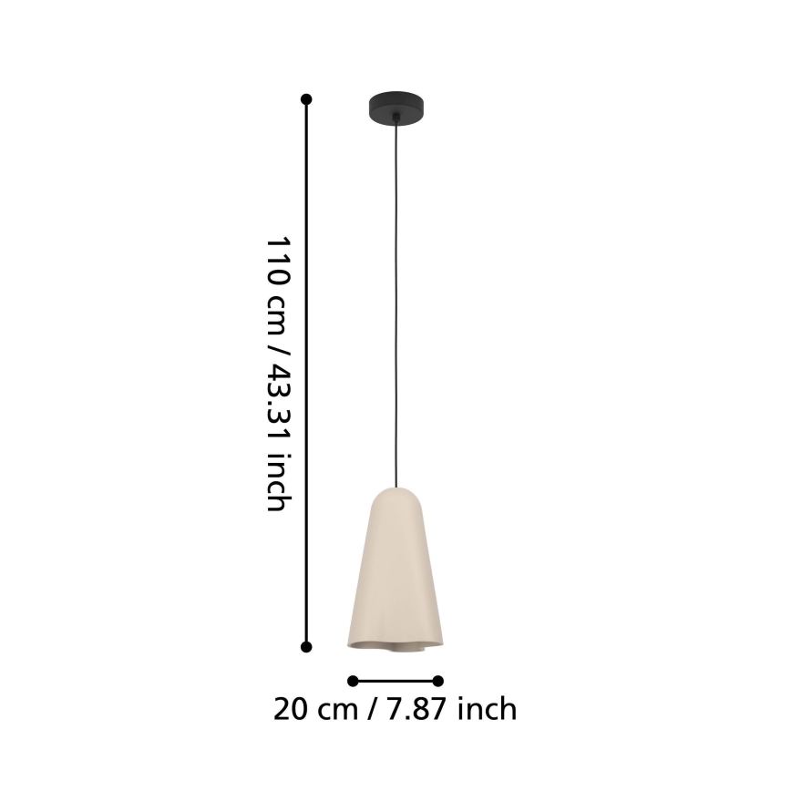 Eglo - Ljuskrona med textilsladd 1xE27/40W/230V beige