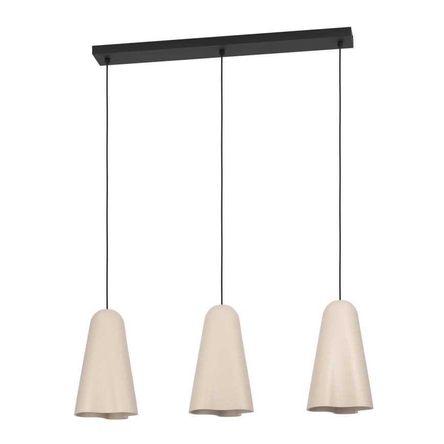 Eglo - Ljuskrona med textilsladd 3xE27/40W/230V beige