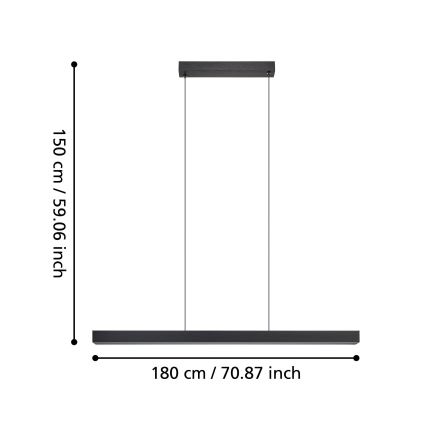 Eglo - LED ljusreglerad ljuskrona på textilsladd LED/20W/230V 3000K svart