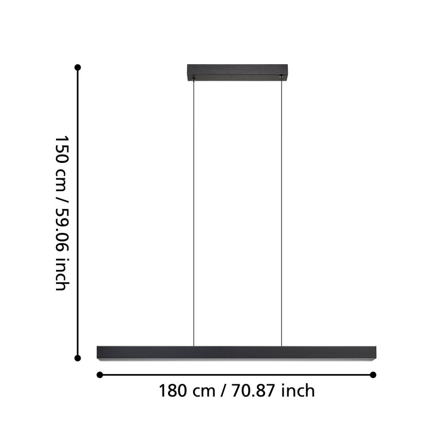 Eglo - LED ljusreglerad ljuskrona på textilsladd LED/20W/230V 3000K svart