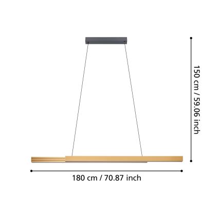 Eglo - LED ljusreglerad ljuskrona på textilsladd LED/21W/230V 3000K brun