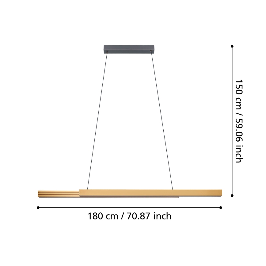 Eglo - LED ljusreglerad ljuskrona på textilsladd LED/21W/230V 3000K brun