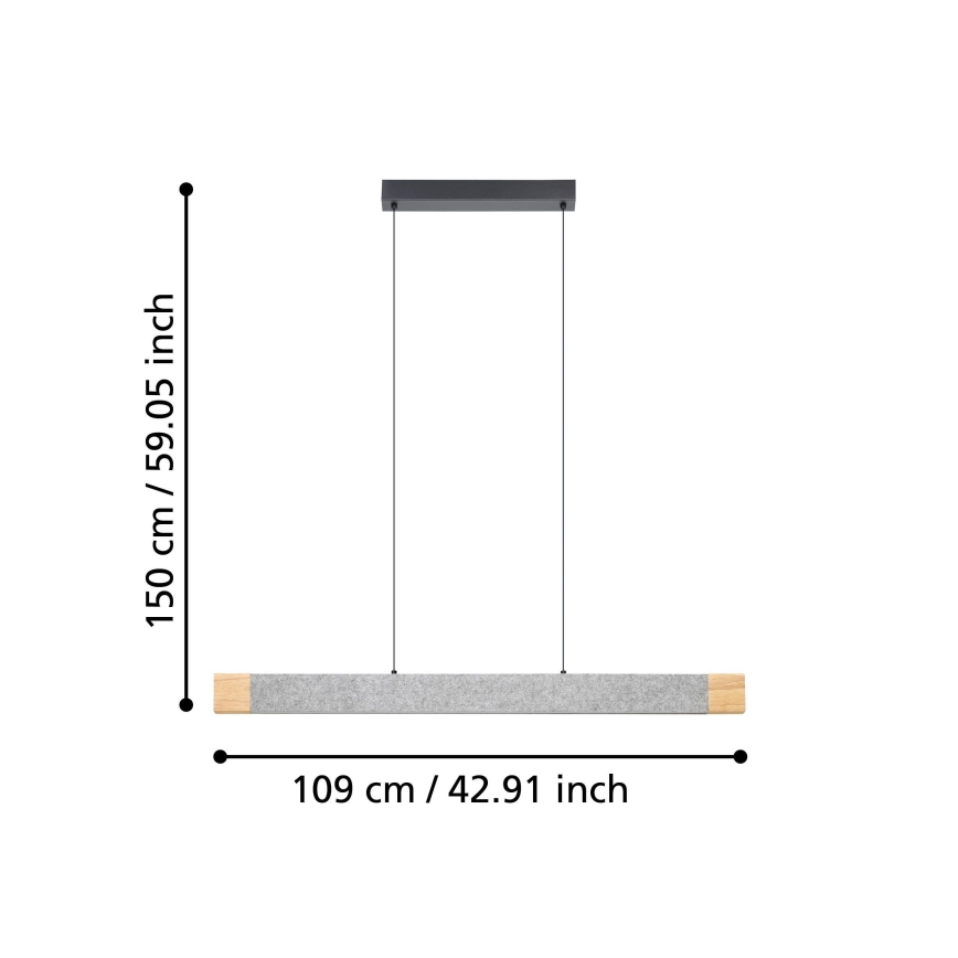 Eglo - LED ljusreglerad ljuskrona på textilsladd LED/22,2W/230V 3000K brun/grå