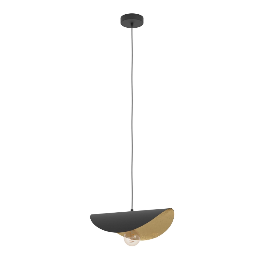 Eglo - Ljuskrona med textilsladd 1xE27/40W/230V 41 cm svart/guld