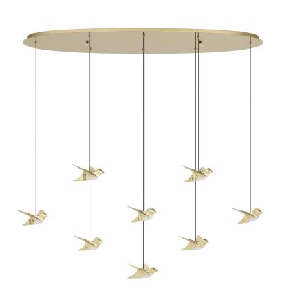 Eglo - LED ljusreglerad ljuskrona på textilsladd 8xLED/4,2W/230V 3000K guld
