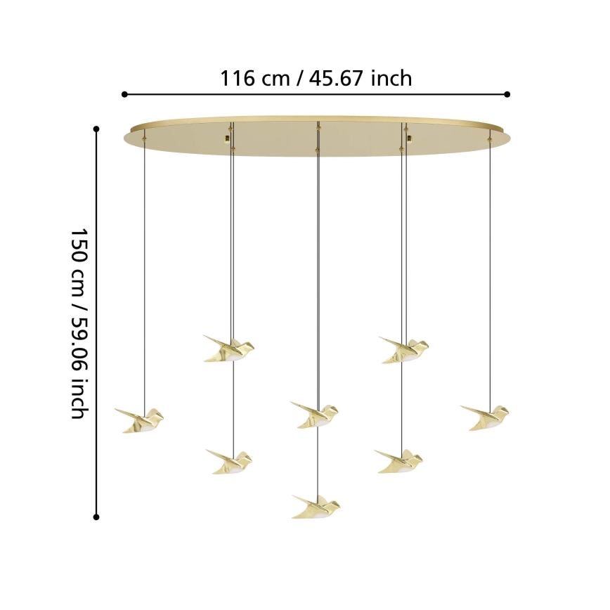 Eglo - LED ljusreglerad ljuskrona på textilsladd 8xLED/4,2W/230V 3000K guld