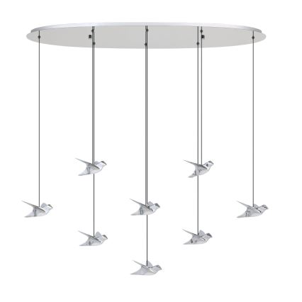 Eglo - LED ljusreglerad ljuskrona på textilsladd 8xLED/4,2W/230V 3000K skinande krom