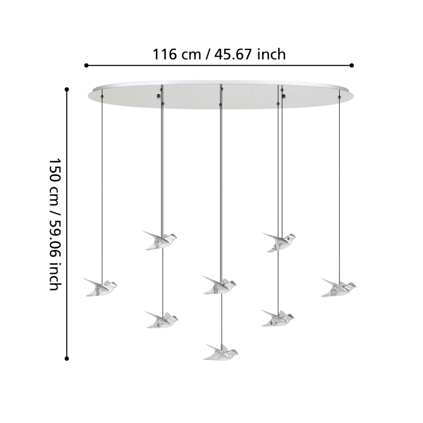 Eglo - LED ljusreglerad ljuskrona på textilsladd 8xLED/4,2W/230V 3000K skinande krom