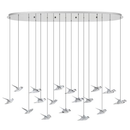 Eglo - LED ljusreglerad ljuskrona på textilsladd 17xLED/3W/230V 3000K skinande krom