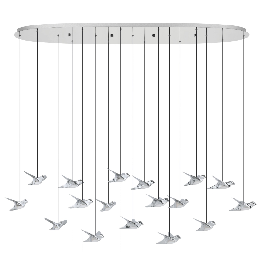 Eglo - LED ljusreglerad ljuskrona på textilsladd 17xLED/3W/230V 3000K skinande krom