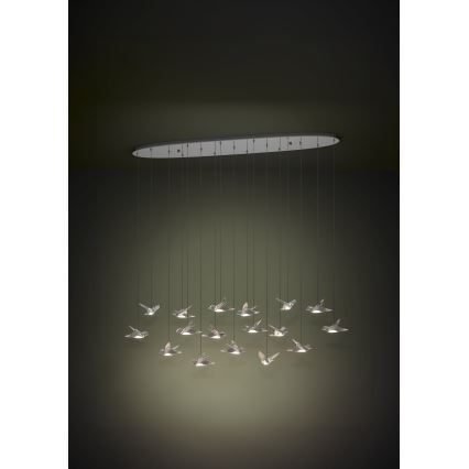 Eglo - LED ljusreglerad ljuskrona på textilsladd 17xLED/3W/230V 3000K skinande krom