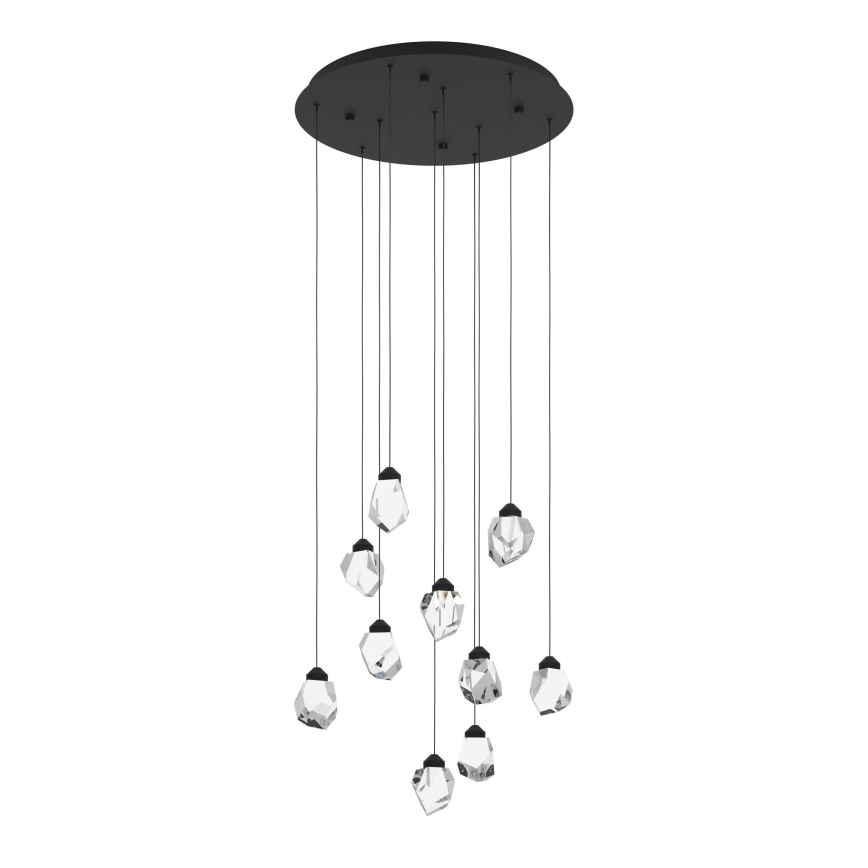 Eglo - LED ljusreglerad ljuskrona på textilsladd 10xLED/3W/230V 3000K svart/genomskinlig