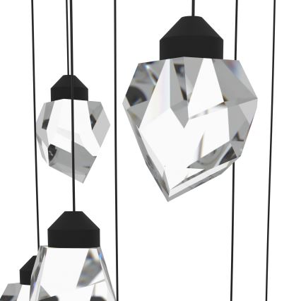 Eglo - LED ljusreglerad ljuskrona på textilsladd 10xLED/3W/230V 3000K svart/genomskinlig