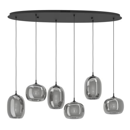 Eglo - LED ljusreglerad ljuskrona på textilsladd 6xLED/3,7W/230V 2700-6500K rökig + fjärrkontroll