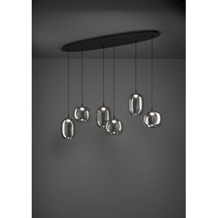 Eglo - LED ljusreglerad ljuskrona på textilsladd 6xLED/3,7W/230V 2700-6500K rökig + fjärrkontroll
