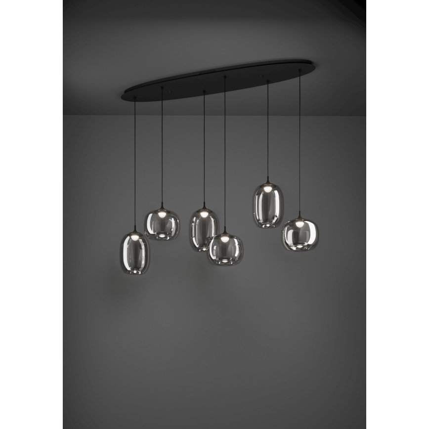 Eglo - LED ljusreglerad ljuskrona på textilsladd 6xLED/3,7W/230V 2700-6500K rökig + fjärrkontroll