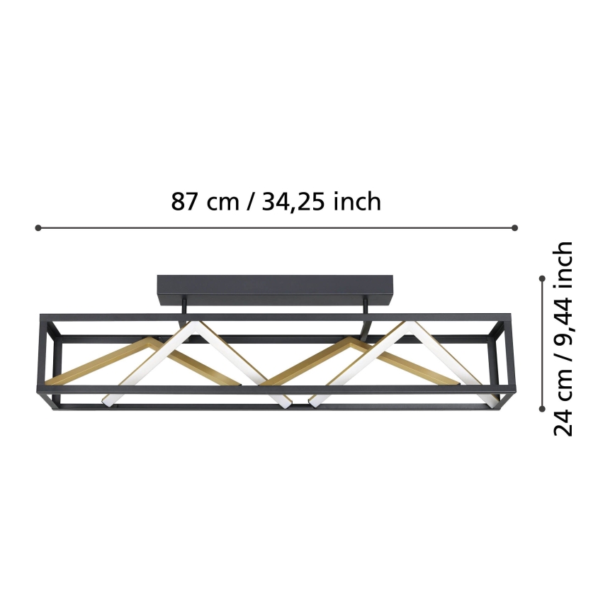 Eglo - Dimbar LED ytmonterad ljuskrona LED/45W/230V 2700-6500K svart/guld + fjärrkontroll