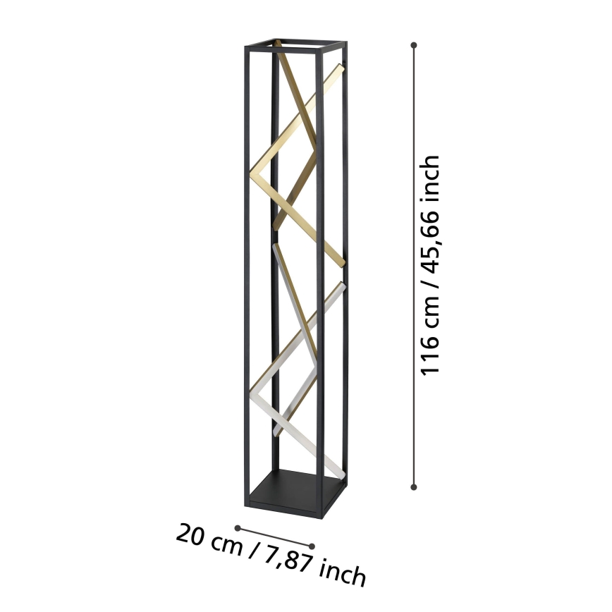 Eglo - LED Dimbar golvlampa LED/23W/230V 2700-6500K svart/guld + fjärrkontroll