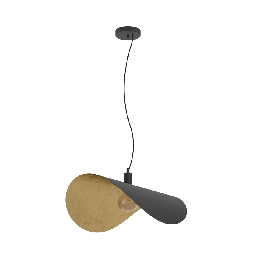 Eglo - Ljuskrona med textilsladd 1xE27/40W/230V 80 cm svart/guld