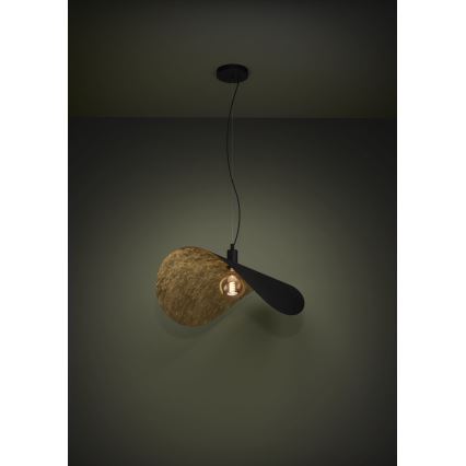 Eglo - Ljuskrona med textilsladd 1xE27/40W/230V 80 cm svart/guld
