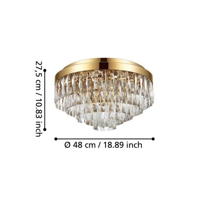 Eglo - Takbelysning 8xE14/40W/230V guld