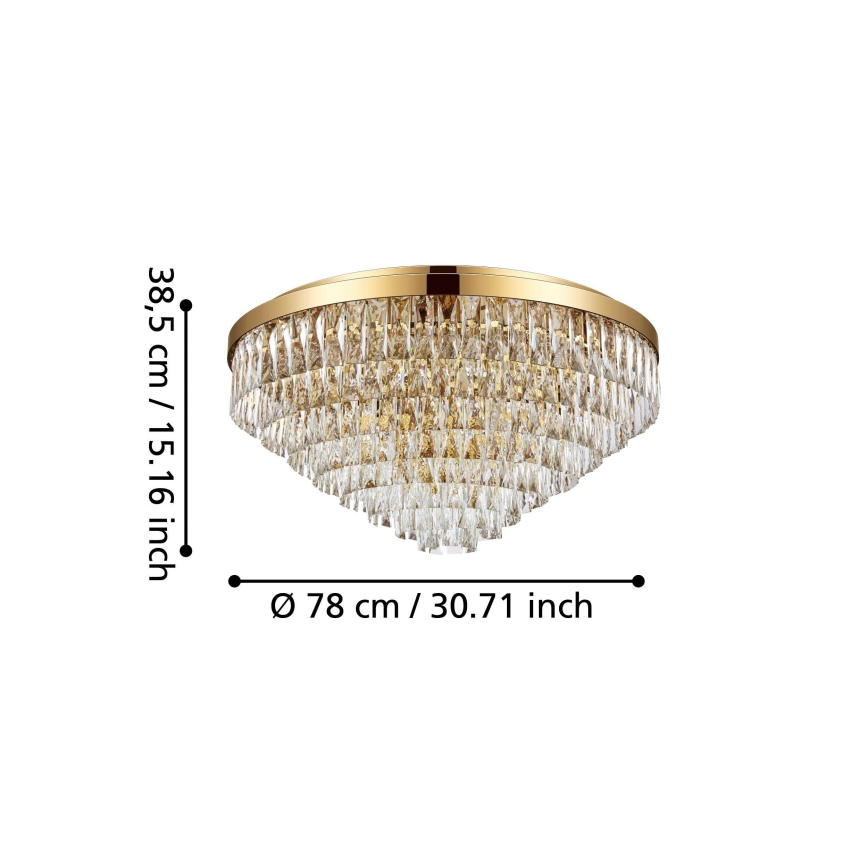 Eglo - Kristal Takbelysning 16xE14/40W/230V guld