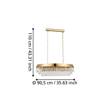Eglo - Kristal ljuskrona med kedja 10xE14/40W/230V guld