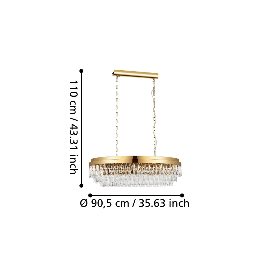 Eglo - Kristal ljuskrona med kedja 10xE14/40W/230V guld