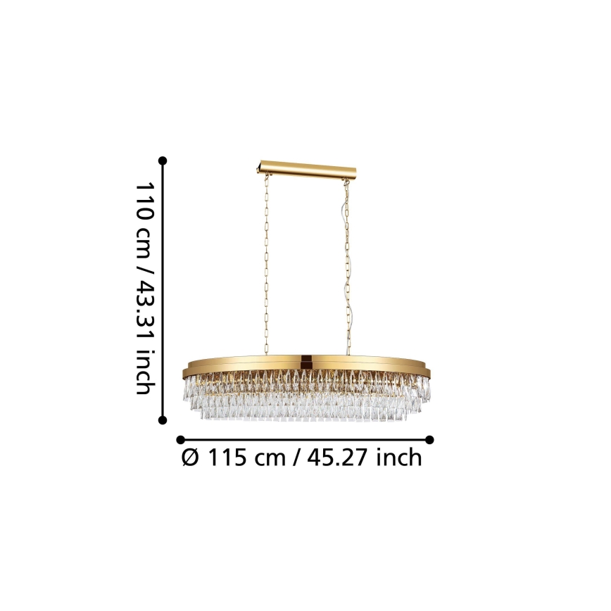 Eglo - Kristal ljuskrona med kedja 13xE14/40W/230V guld