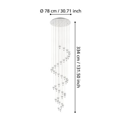 Eglo - LED Kristal dimbar ljuskrona med snöre 40xLED/1,8W/230V