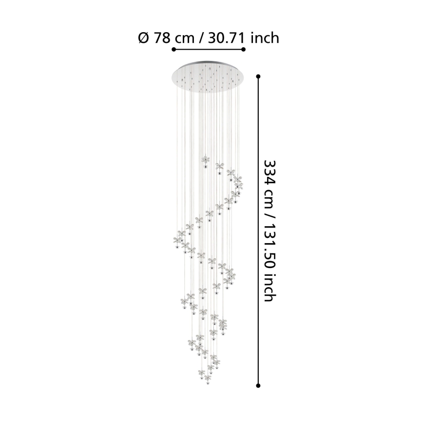 Eglo - LED Kristal dimbar ljuskrona med snöre 40xLED/1,8W/230V